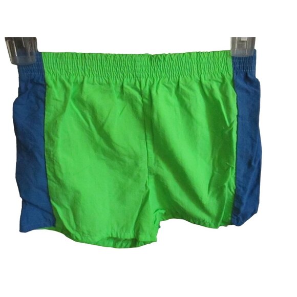 24" Vtg 90's Boys Vanderbilt Kids Medium Green & Blue Elastic Waist Swim Shorts